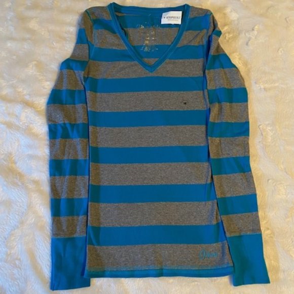 2/$40 Aeropostale Striped Stretch Sweater Ladies Size M NWT - Picture 2 of 8